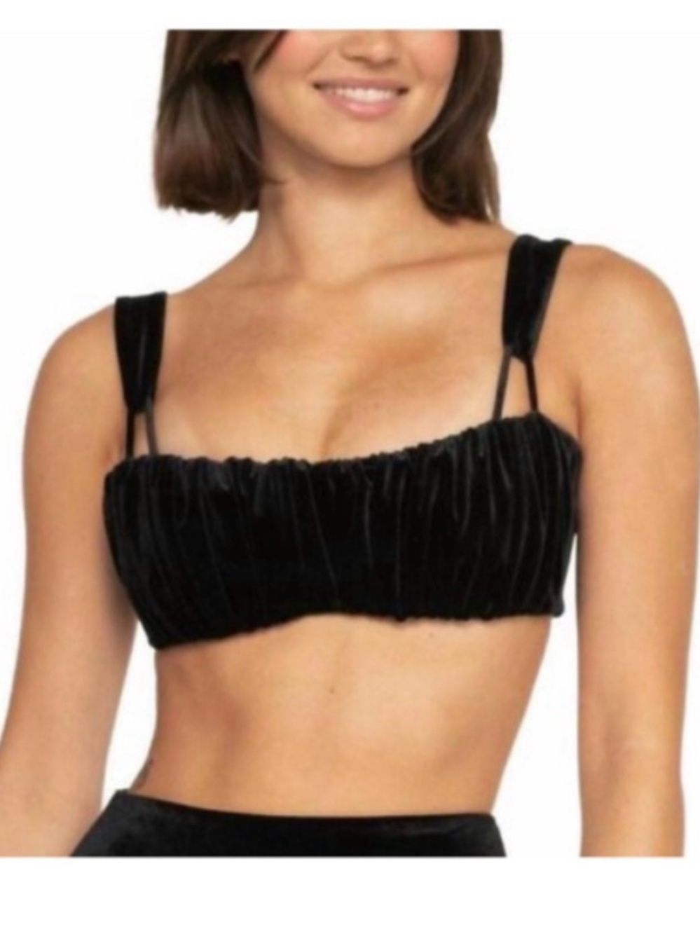 Montce Victoria Bikini Top in Black Velvet Bandeau- Size Medium